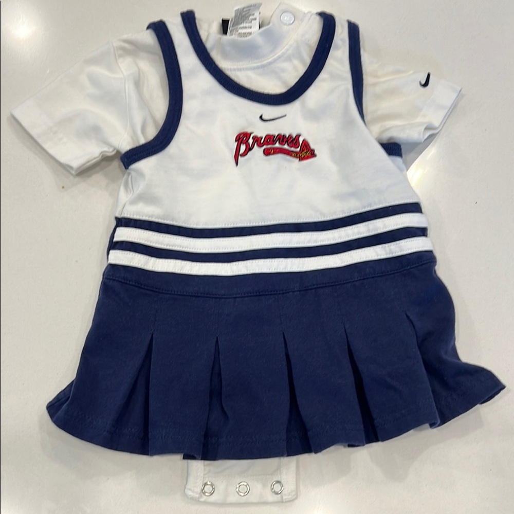 Baby girl braves Nike Blue and White Short Sleeve dress